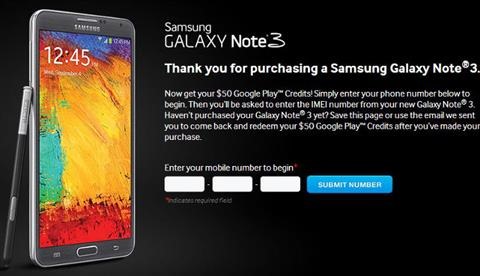 Play Store Free Credit for Galaxy Note 3 owners