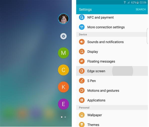 Download Galaxy Edge  Contacts, Apps on Samsung Note 5