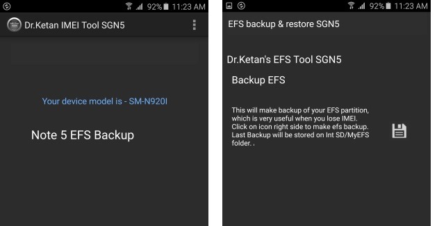 Download Galaxy Note 5 IMEI backup tool